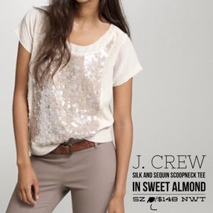 J Crew Scoop Neck Sequin and Silk Top